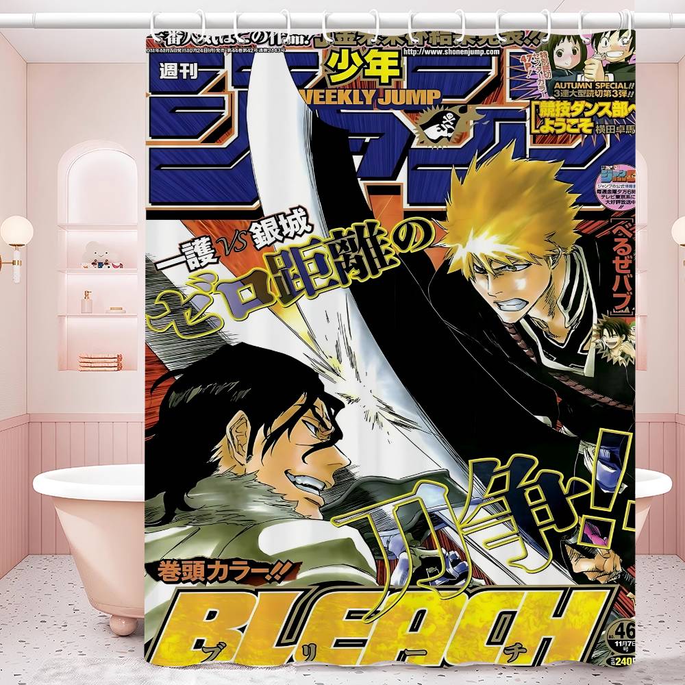 Anime Bleach Duschdraperi Badgardin Tryck Polyestertyg Vattentätt Badrumsgardiner med Krokar Badskärm