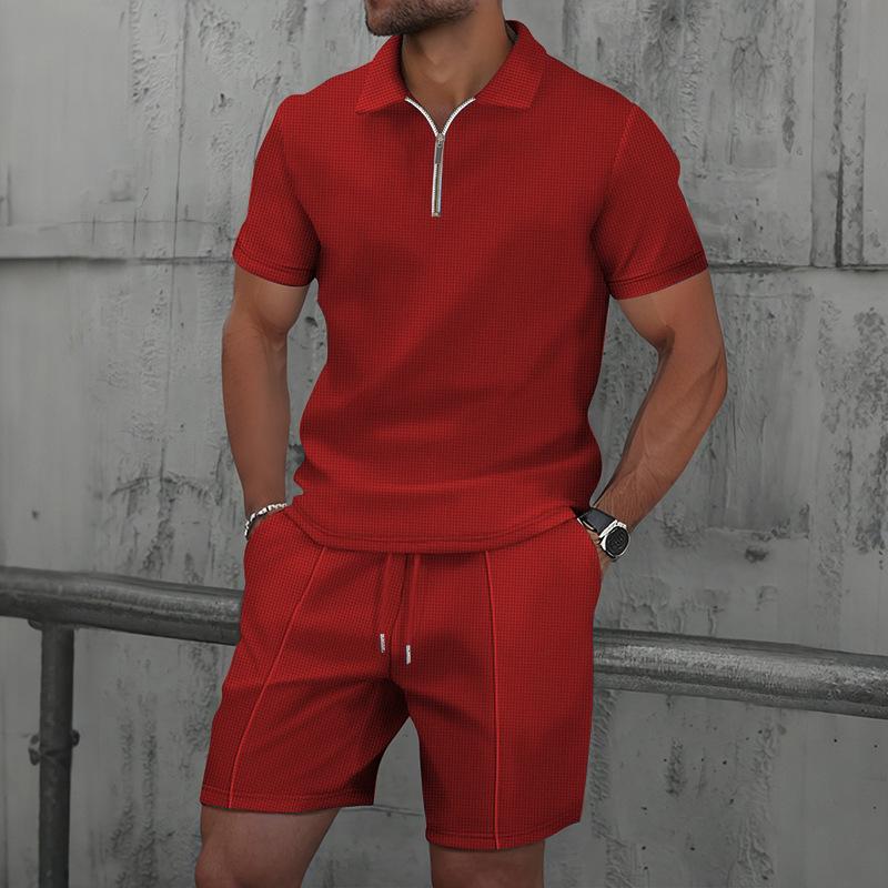 Huafu Ge Trendy New Men's Collar Suit Short Sleeved Shorts Casual Sports Suit