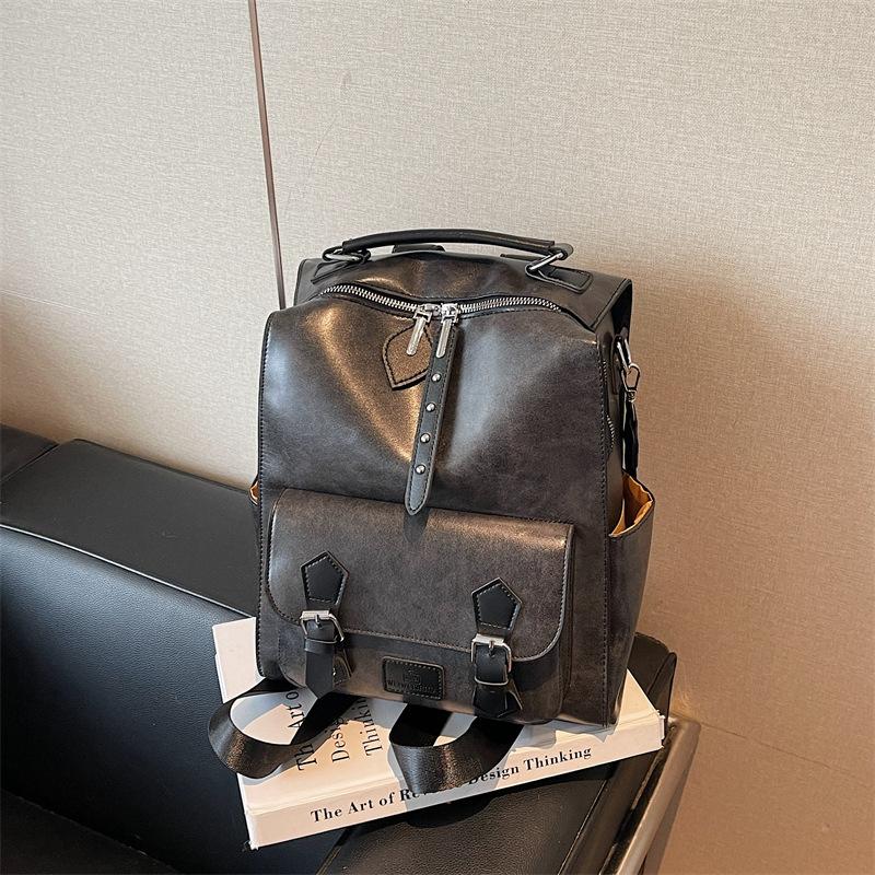 

Ретро модный рюкзак женский новый простой универсальный студенческий класс наплечная сумка рюкзак чёрный