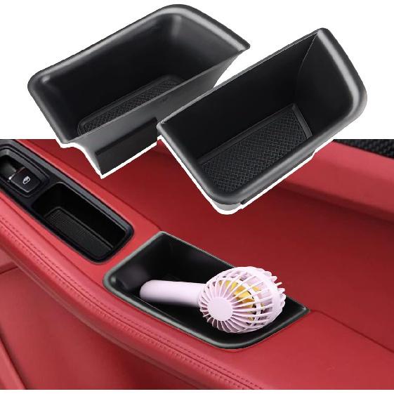 MARCHFA Car Door Tray Organizer Compatible For 2015- 2024 2025 Porsche Macan Accessories Interior Car Door Handle Ert Pocket Storage Box