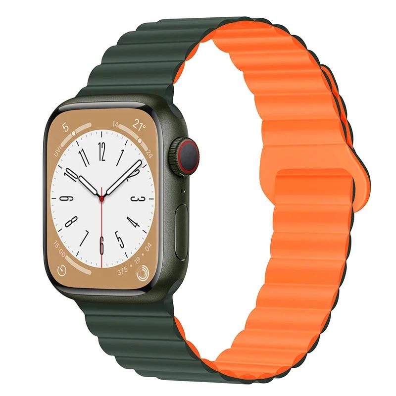 Magnetic Loop For Apple Watch Band 44mm Ultra 49mm 40mm 45-41mm Silicone Bracelet iWatch 10 9 8 7 6 5 SE For Correa Apple Watch