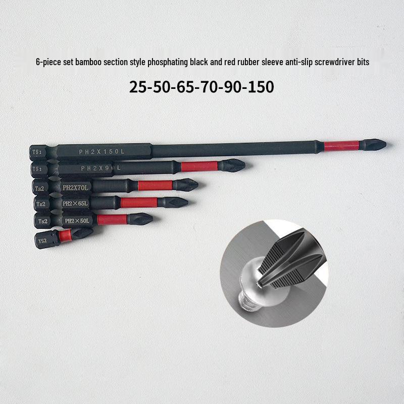 Shock-resistant Magnetic Phillips Screwdriver Bits with Anti-slip Teeth