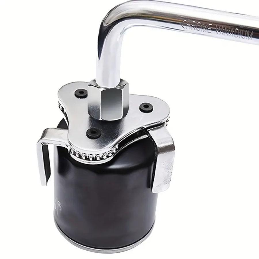 Universal Adjustable Oil Filter Wrench From 2-1/2 inch to 4.5 inch Oil Filter Wrench Tool Set With 3 Jaw Uninstall Removal Key