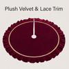 Luxurious Velvet Christmas Tree Skirt Scalloped Lace Trim Tree Base Cover Holiday Home Decoration Xmas Party Apron for Indoor Festive Display 120 cm