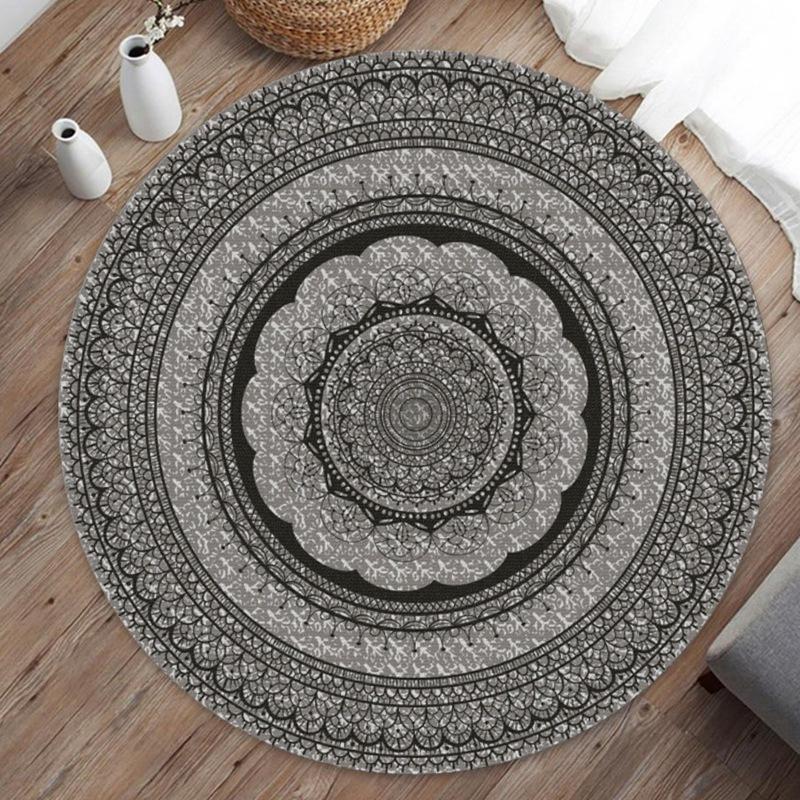 Bohemian Mandala Round Carpet Mat Rug Euro American Stained Glass Floral Medallion Colorful Home Decoration Living Room Bedroom
