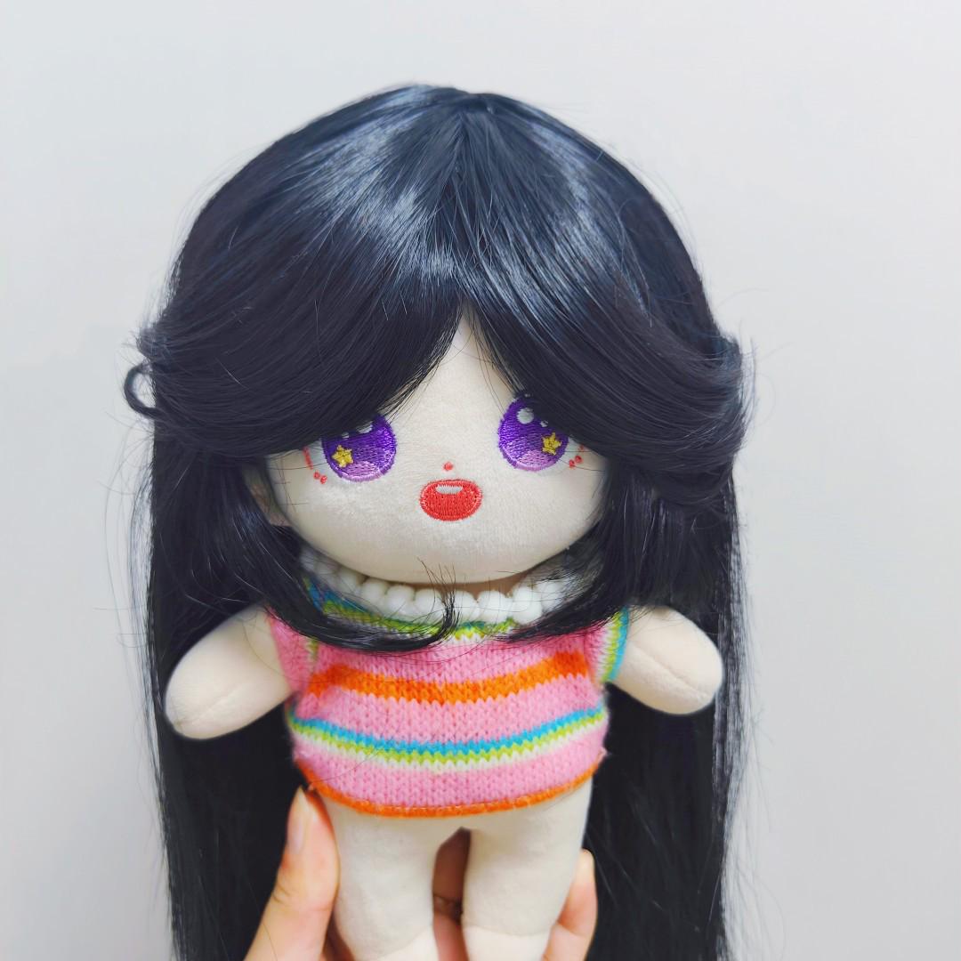 

20 см черный длинный прямой парик для хлопковой мультяшной куклы