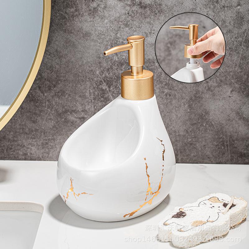 

Marble Ceramic Emulsion Bottle Bathroom Kitchen Detergent Press Bottle Bathroom Supplies 2-in-1 Ceramic Soap Dispenser белый