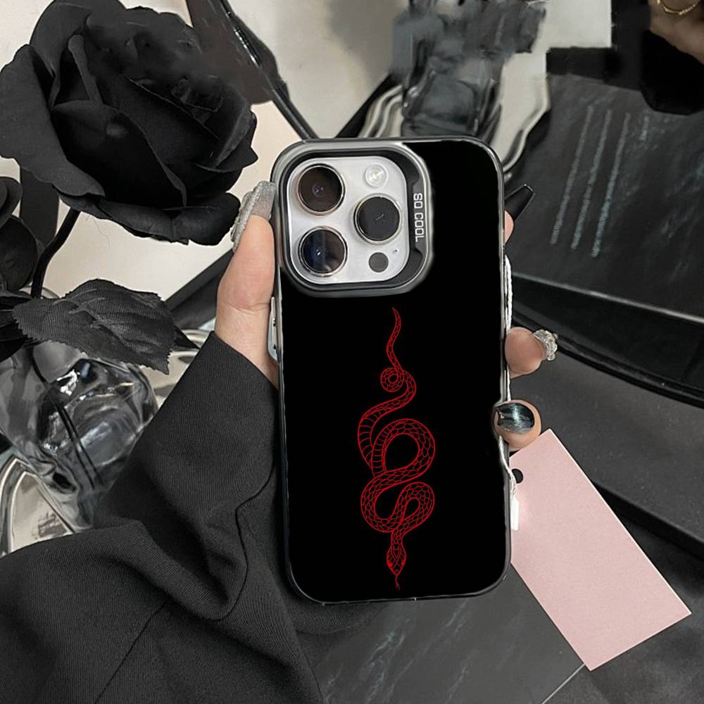 D-Snake Classic Phone Case For iPhone17, 16,15,14,13,12 Pro Max Black Candy Matte Shockproof Cover