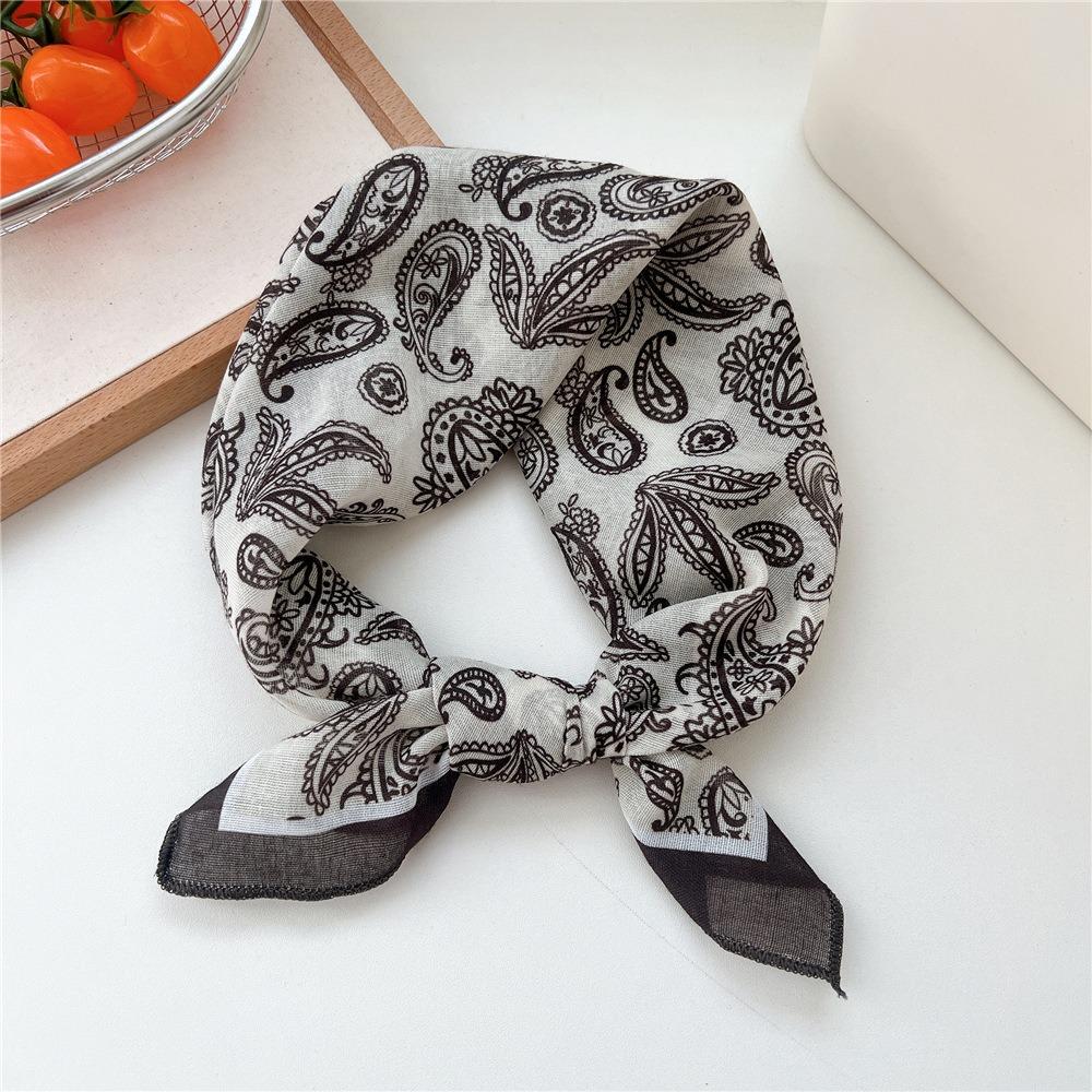 Print Floral Flower Neck Scarf Vintage Silk Scarf Fashion Neckerchief Scarf Summer 3