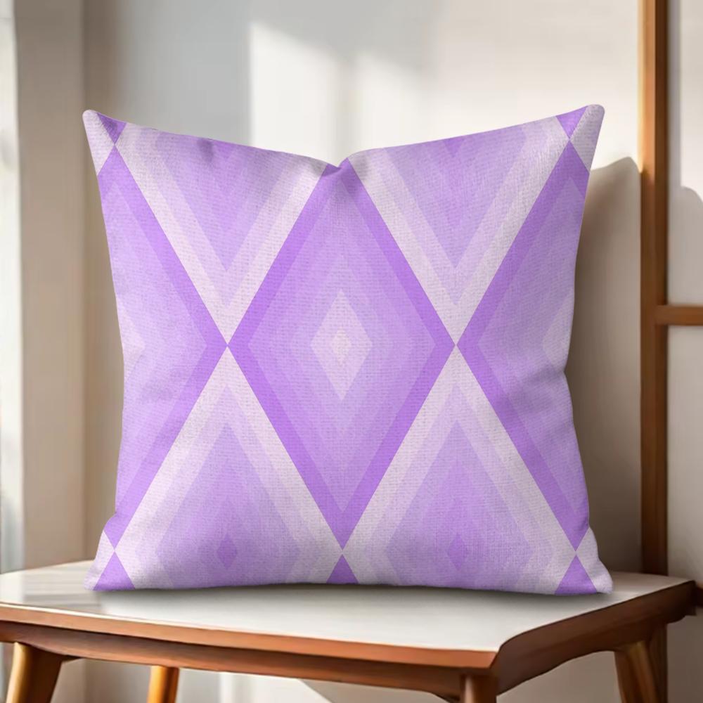 Purple Geometric Art Cushion Cover Natural Linen Organic Fabric DoubleSided Printing Couch Pillow Covers Home Decor