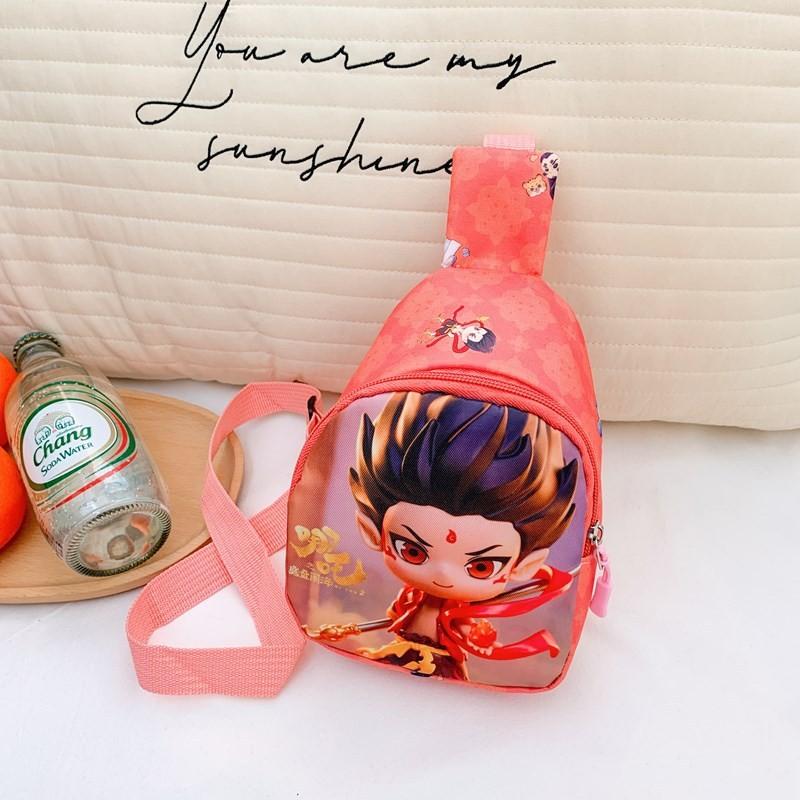 Ne Zha Ao Bing Print Kids Chest Bag With Polyester Fabric And Breathable Design For Preschool Children
