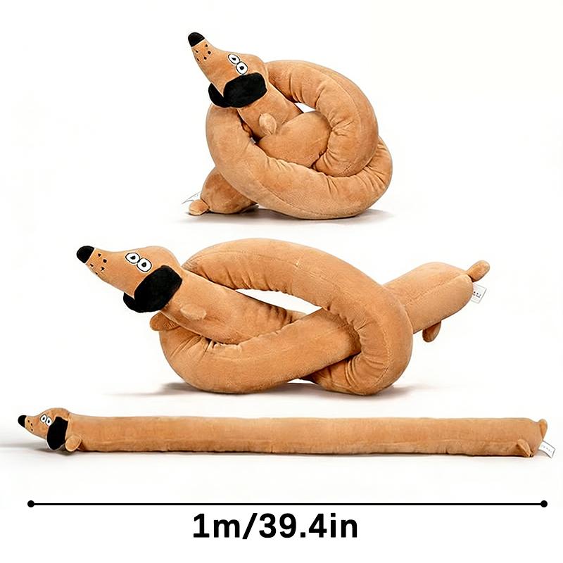 Long Sausage Dog Indestructible Plush Dog Play Cartoon Knotted Toy Puppy With Squeaker Safe Dogs Tooth Chew Tough Toys Resistant
