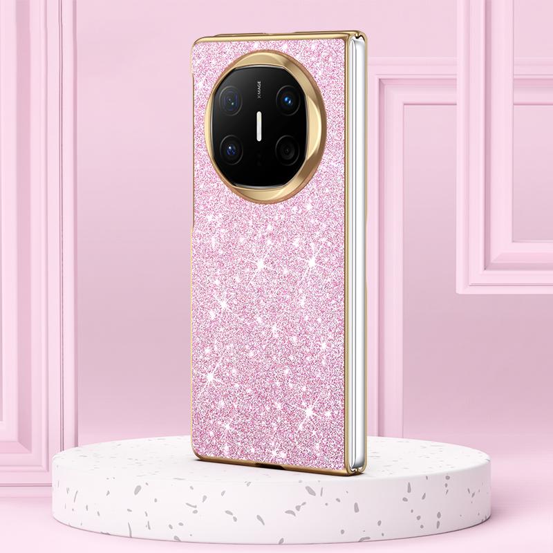 For Huawei Mate X6 Case Slim Shinny PU Leather Electroplating Phone Case Cover For Huawei Mate X5 X6