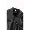 Mens Pu Leather Stand Collar Motorcycle Jacket Slim Fit Casual Outerwear
