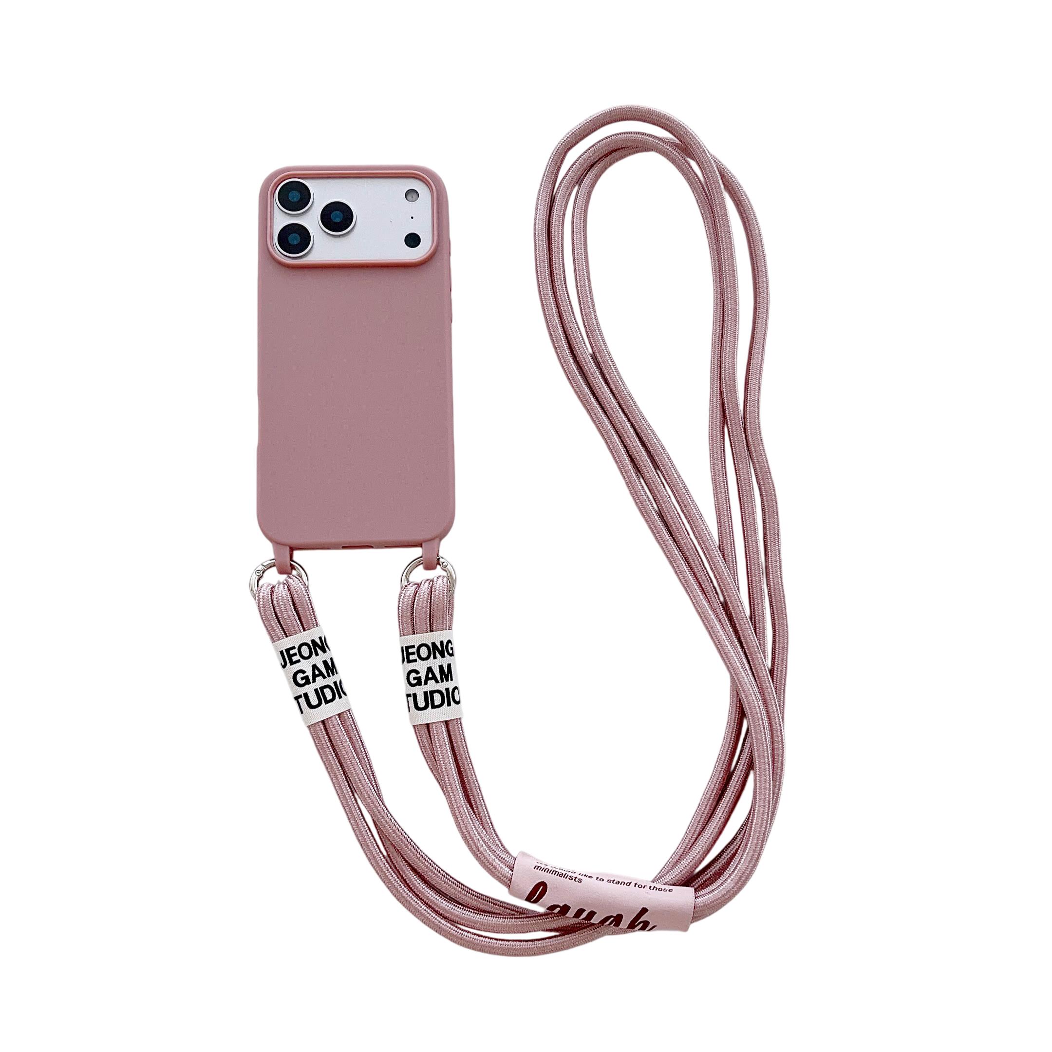 

Чехол из жидкого силикона с двумя шнурками через плечо для iPhone 17 Air 17 16 15 14 13 12 11 Pro Max X XR Max 7 8 Plus Samsung S25 S24 23 Ultra Plus iPhone 17 Pro Max темно-розовый