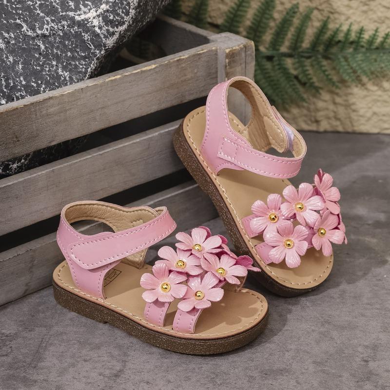 Girls' Floral Sandals Cute Princess Style Soft-Sole Sweet Shoes for Toddlers Cute Girls Shoes Casual Girls Shoes