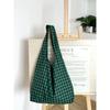 Vintage plaid vest bag large capacity shoulder bag lightweight shopping bag versatile canvas bag schoolgirl