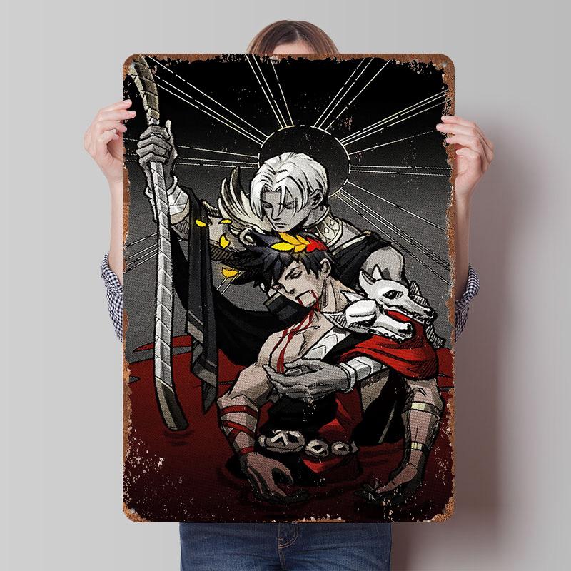 

Hades Game Fanart Tinplate Poster Customized Wall Art Vintage Retro Metal Signs for Decoration Living Room Decor Men Man Cave 7.9x11.8In(20x30cm)