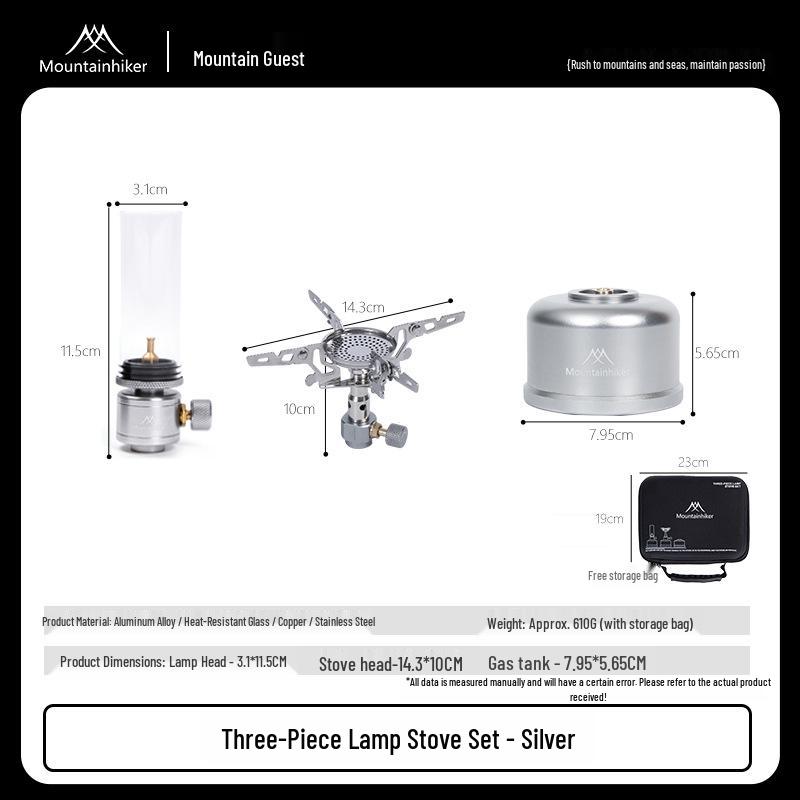 Shan zhi Ke Silver Camping Gas Lantern - Small Outdoor Atmosphere Candle Lamp