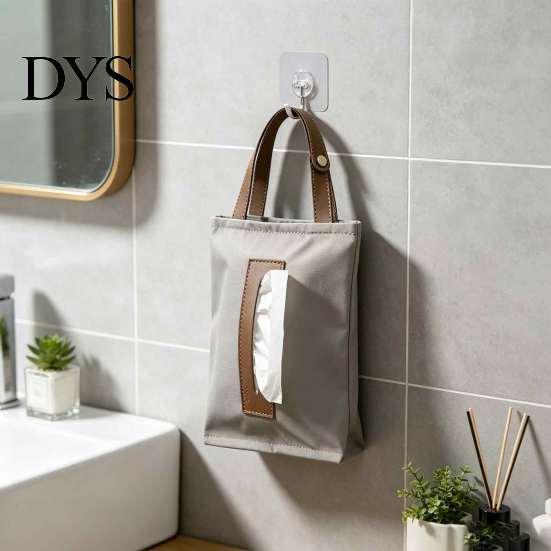 Durable Desk Napkin Box Hanging Canvas Tissue Box, Wall Mounted Paper Towel Holder Dispenser, Easy Refill Storage Organizer, for Home And Office