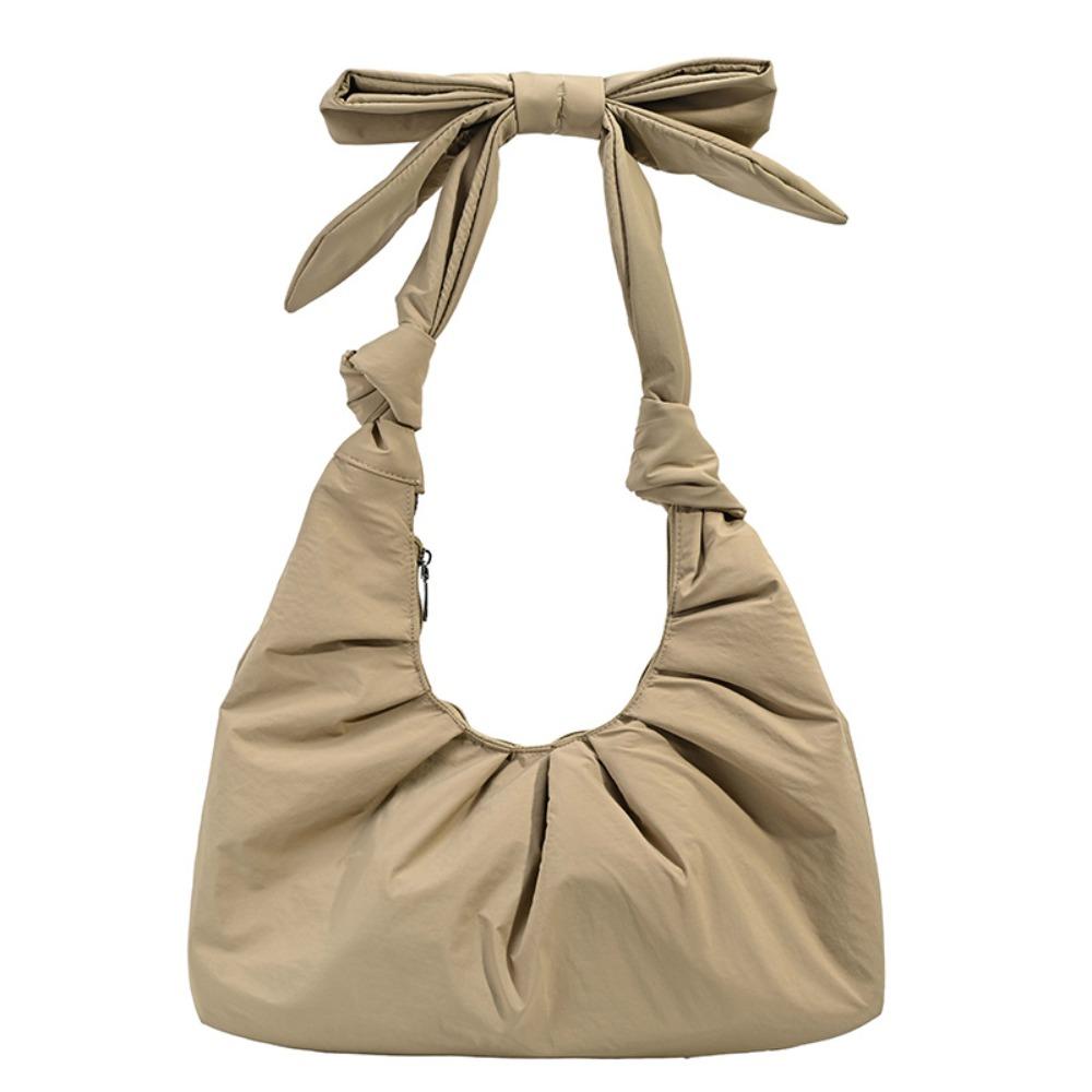 

Bowknot Nylon Dumplings Bag Korean Style Handbag Elegant Pleated Bow Tote Bag Girls хаки