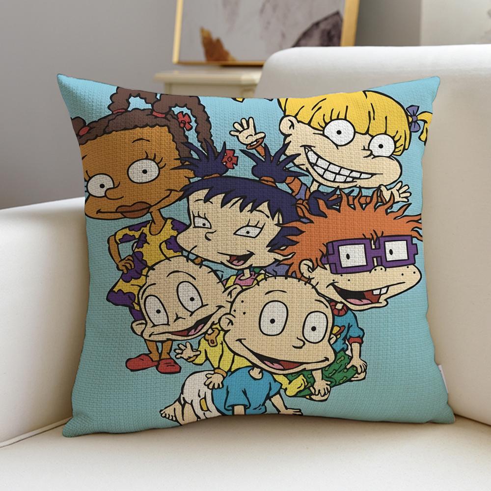 Nostalgic RRugratsS Cushion Cover Breathable and skinfriendly linen pillowcase square removable and washable cushion