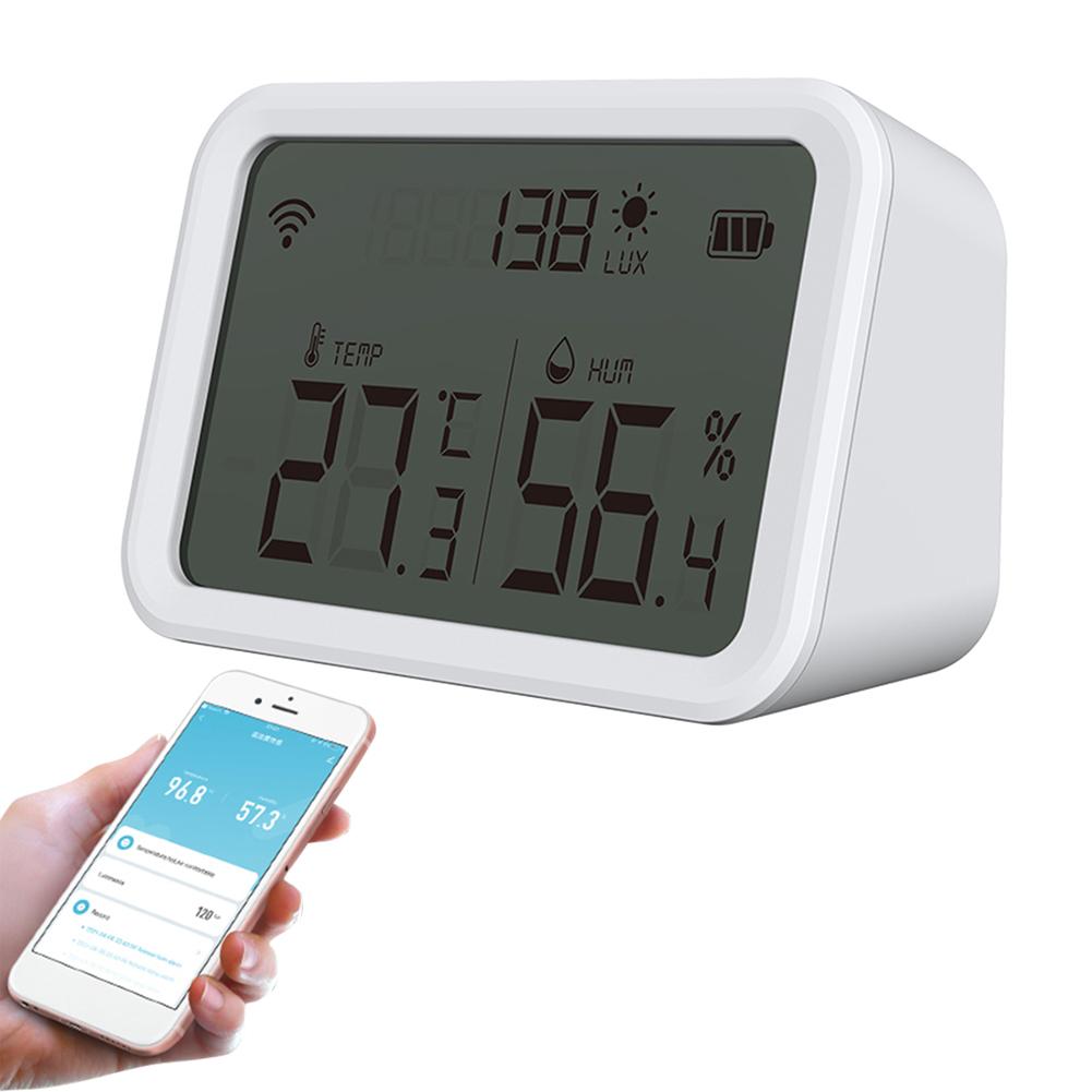 

3 in 1 Wifi Temperature Humidity Brightness Sensor Large LCD Display Temperature Humidity Illuminance Monitor Gauge for Planting China Mainland