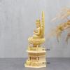 Wooden Buddha Statue of Dainichi Nyorai (Shingon Sect) Made of Boxwood with a Hexagonal Base and Flame Halo (21.5cm High X 10cm Wide) - Principal Budd
