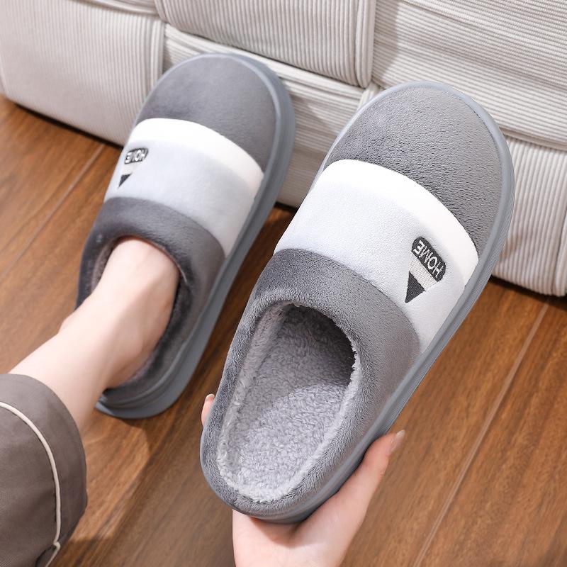 

Обувь больших размеров, Хлопковые тапочки, Женские домашние комнатные Нескользящие Толстоподошвенные Плюшевые Теплые 44-45 серый