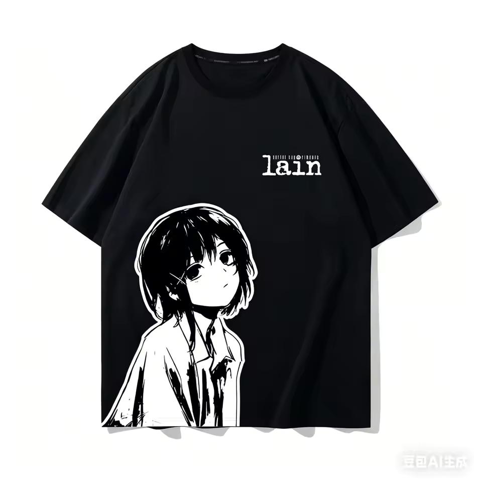 Serial Experiments Lain Anime T-Shirt, All Season Wear, High Quality Unisex Plus Size Top Comfortable Women and Men T-shirt