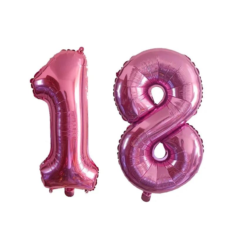 2Pcs 32 Inch Gold Silver Black Blue Red Helium Foil Number Balloon 10 11 12 13 14 15 Happy Birthday Party Decoration Supplies 5
