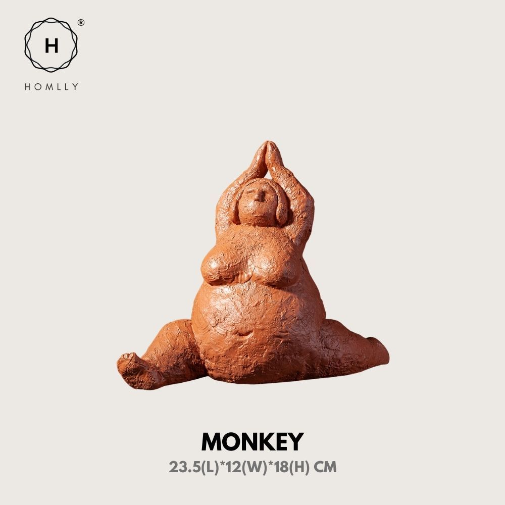Homlly Oversized Woman Yoga Sculpture Figurine Statue Monkey