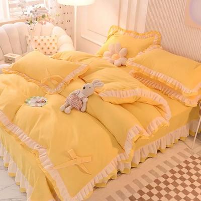 Meisjes Beddengoed Sets Kawaii Seersucker Hoeslaken Kussensloop Mode Prinses Dekbedovertrek Effen Kleur 4 Stuks Schattige Huisdecoratie