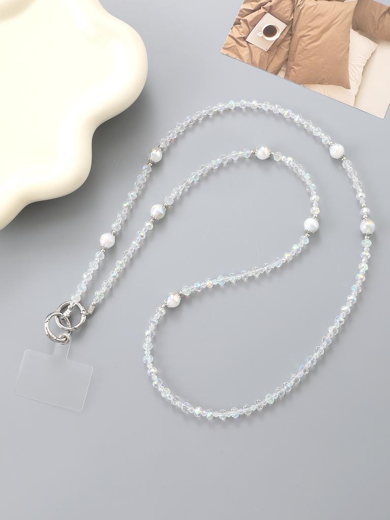 New Minimalist And Versatile Colored Crystal Bead Phone Crossbody Chain Hanging Rope Accessory With Transparent Card