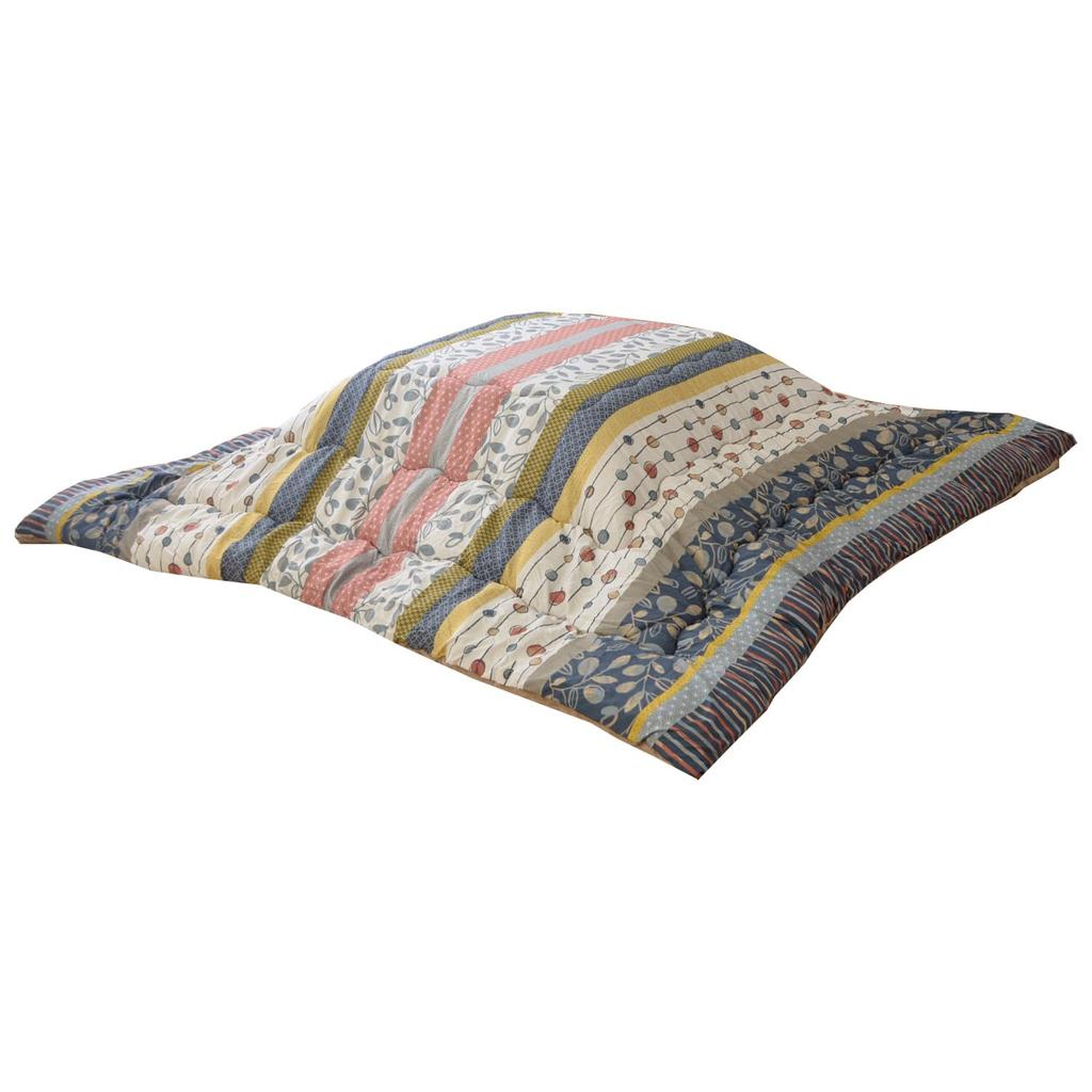 IKEHIKO Kotatsu Futon, Rectangular, Warabi Pattern, Approx. 205 X 245cm, Navy, Leaf, Made In Japan #5987839