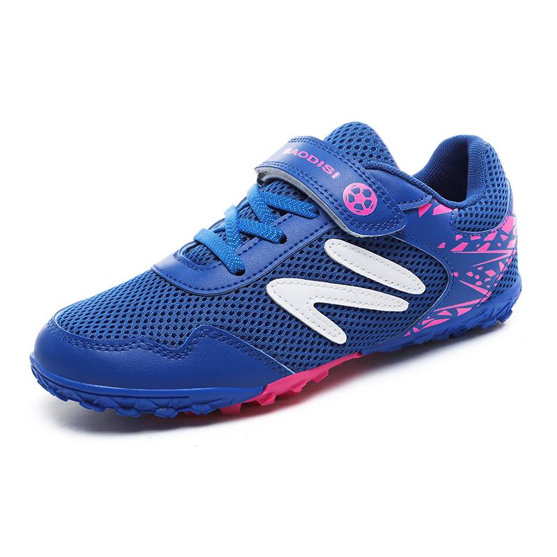 Summer Mesh Children's Soccer Shoes Lightweight Breathable Turf Football Shoes Boys Girls Outdoor Black Non-slip Kids Sneakers
