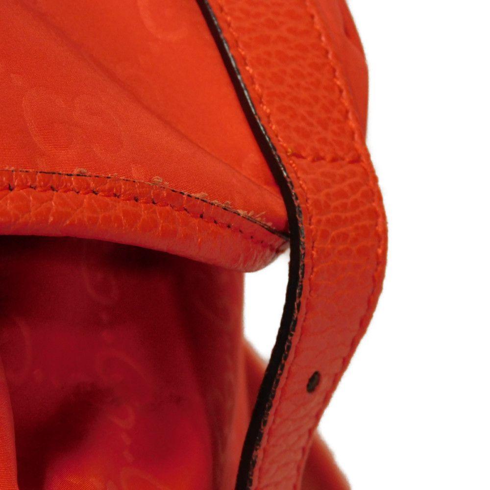 Used 9539 GG Nylon Daypack 387071 7927 Double G Calfskin Drawstring Logo Embossed Orange Red Men's from Japan AUTHENTIC