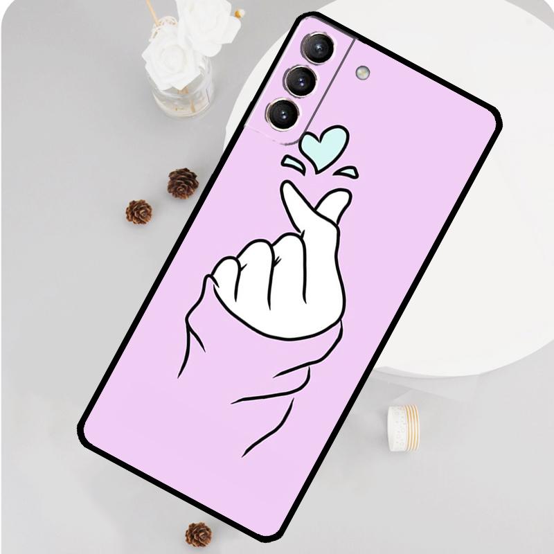 Kpop Hand Finger Heart Cover For Samsung Galaxy S23 S22 Ultra S21 FE S20 FE Note 20 Ultra S9 S10 Note 10 Plus Case
