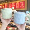 Milk Fufu Contrasting Color Mug Girls High Value Cup Household Drinking Water Ceramic Cup With Lid And Spoon Couple Water Cup