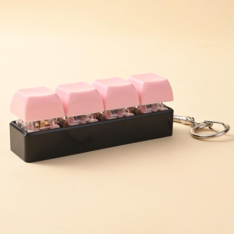 Keyboard Key Toy 4 Keys Button Keycap Fidget Keychain Keyboard Clicker Toy Keyboard Cube Toy for Adult Gifts To Relief Pass Time