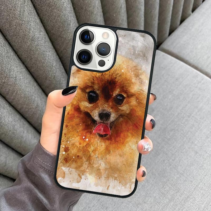Pomeranian Watercolor Dog Phone Case For iPhone 17 Air 16 16e 15 13 14 Pro Max 11 12 Plus 2022 MAX Shell Cover coque
