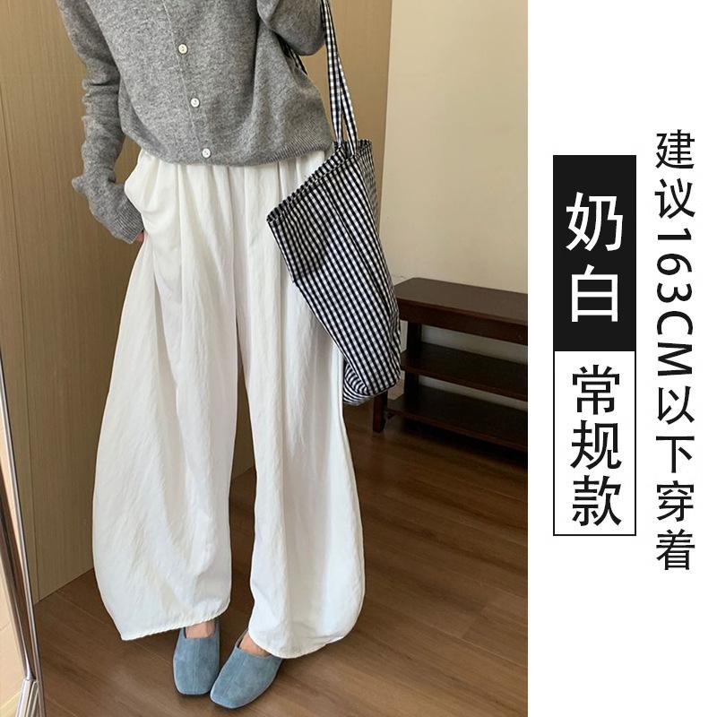 Casual pod pants women's summer new high waist loose and thin wide leg walking pants drape versatile grandma pants