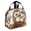 1pc Cute Hedgehog Thermal Bag - Autumn Forest Design with Two Hedgehogs, Non-Food Contact Insulated Lunch Tote/Cold Case, Beige/