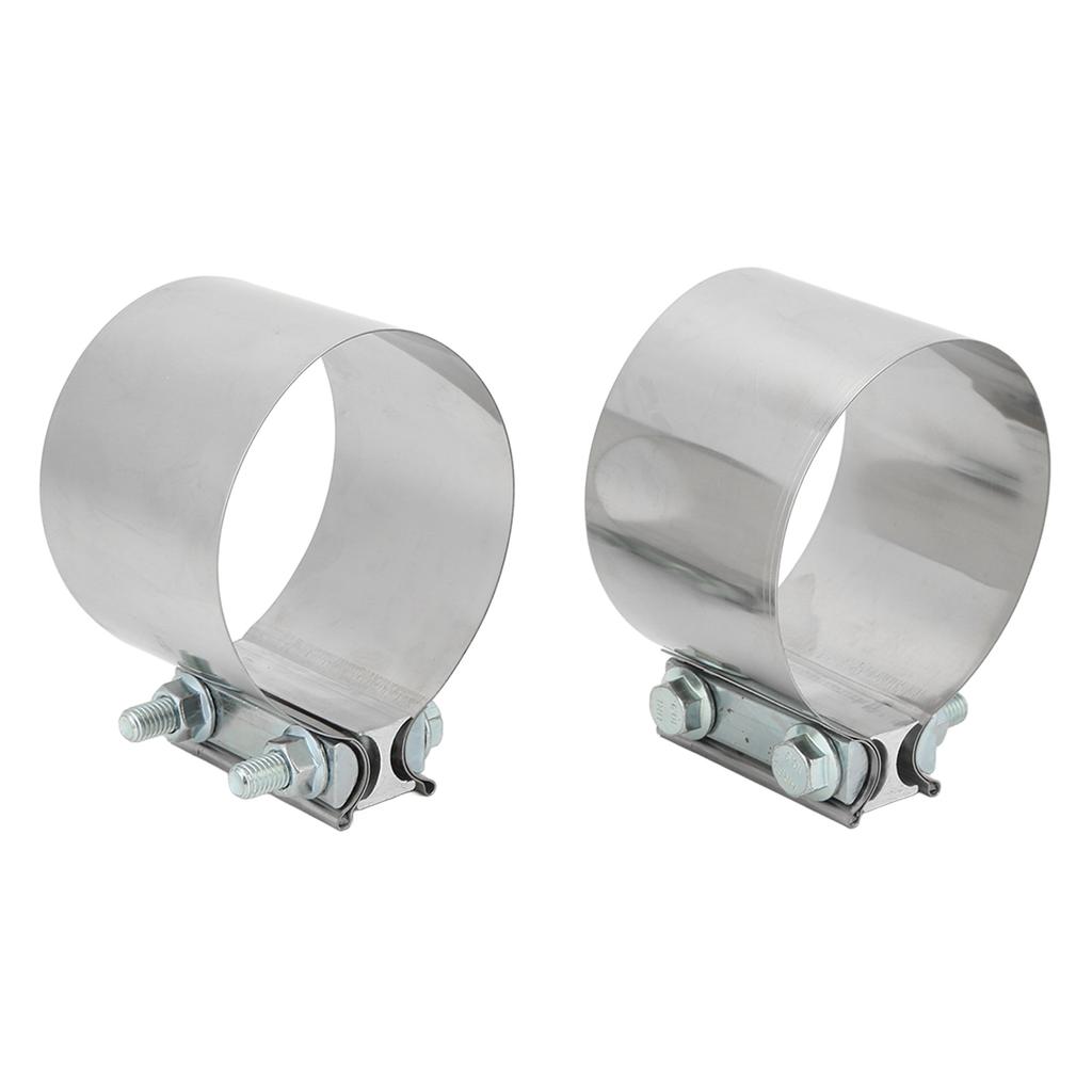 2 Stück Stoßverbindungs-Auspuffhülsenklemmen Edelstahl Schalldämpfer-Bandschellen mit Schrauben für 4-Zoll-Rohr