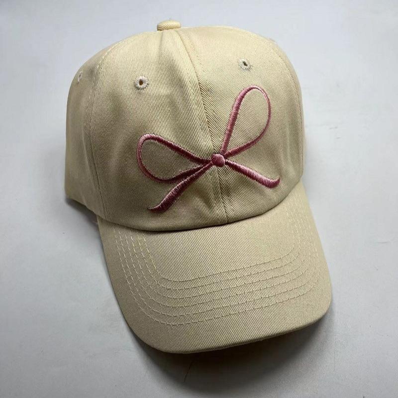 Cute Bow Embroidered Baseball Cap Soft Cotton Adjustable Dad Hat for Women