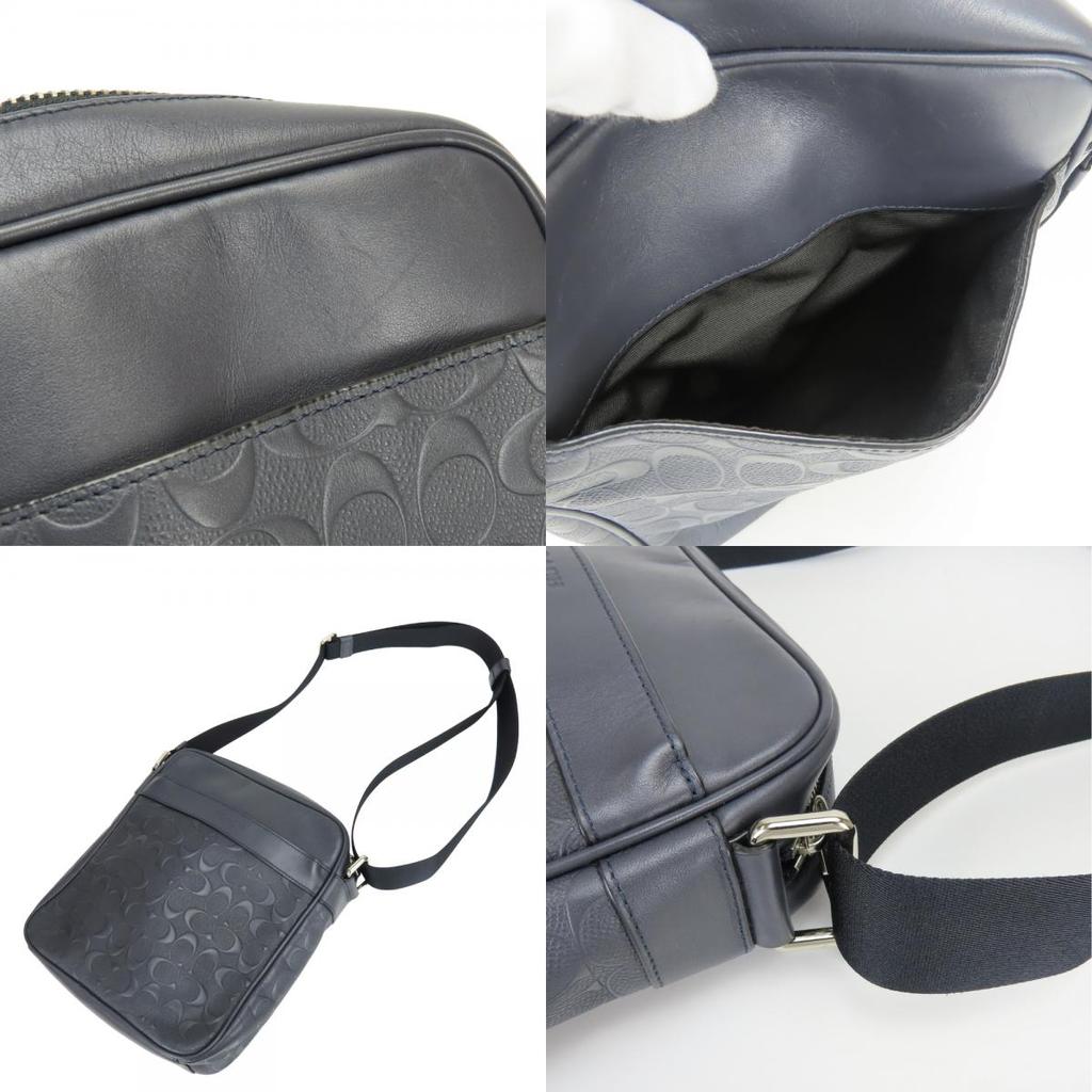 Used COACH Shoulder Bag Signature F11741 Leather Midnight Navy Black