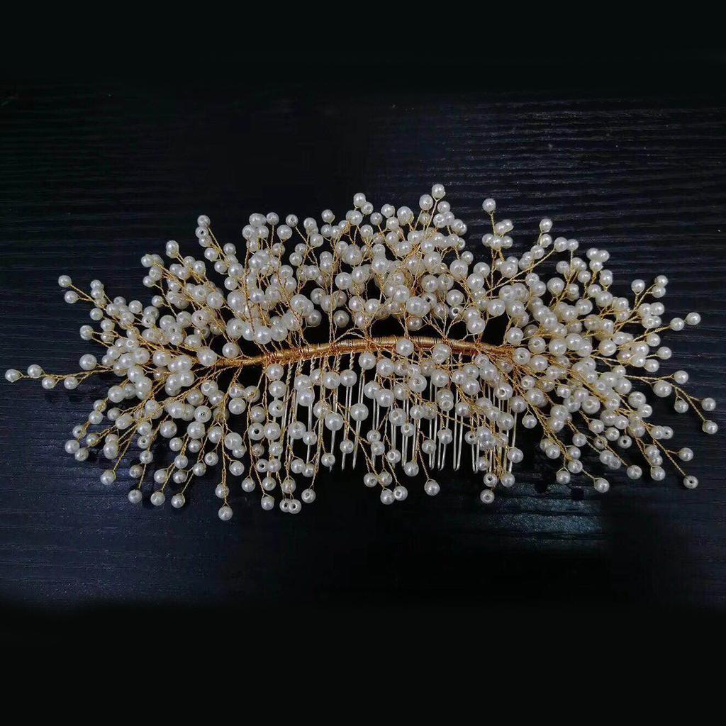 Korean Bridal Headdress Fairy Pearl Beaded Hair Comb Accessories Wedding Dress Ornament Sweet Shape Female
