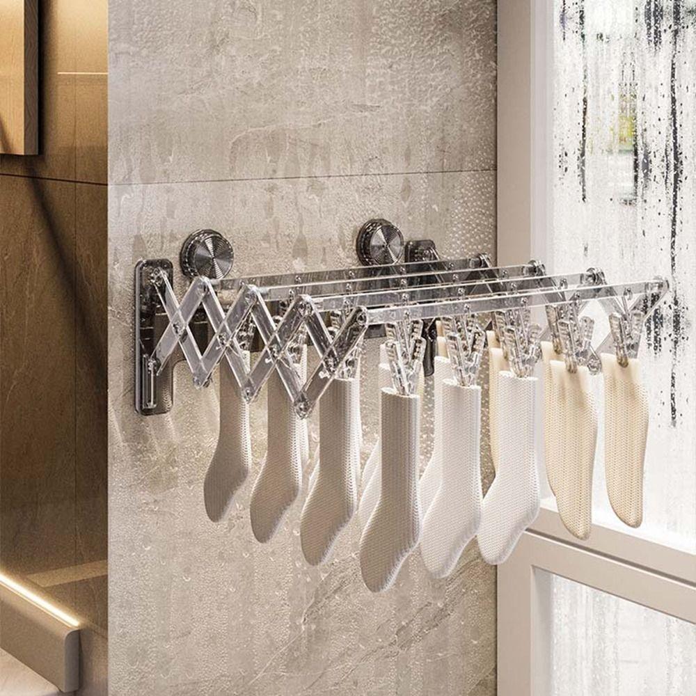Retractable Gloves Towels Drying Rack Wall Mounted Clothes Hanger  Bathroom