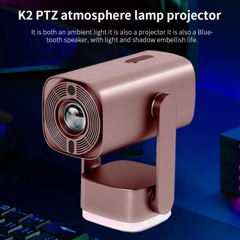 Salange K2 projektor Innebygd 5200mAh batteri 4K HD Bluetooth Android 11 for Cinema Outdoor Proyector med RGB-lyshøyttaler