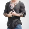 Men's European & American Style V-Neck Wool Pullover Knitwear - Spring/Autumn Thin Base Layer Shirt